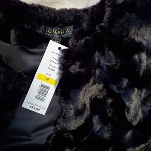NWT Joseph A Faux Fur Luxury Dress Coat Cropped (M)